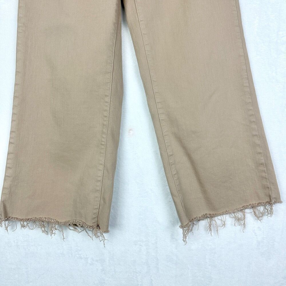 Judy Blue Garment Dyed Crop Wide Leg Jeans Size 9/29 Khaki Stretch Raw Hem - Picture 7 of 10